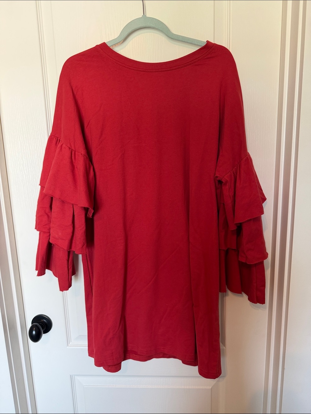 Promesa Red Ruffle Sleeve Long Sleeve Dress